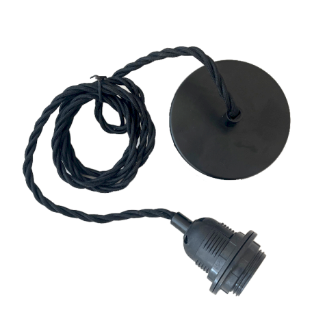 Cordon de suspension textile torsadé 1.50 M - Noir