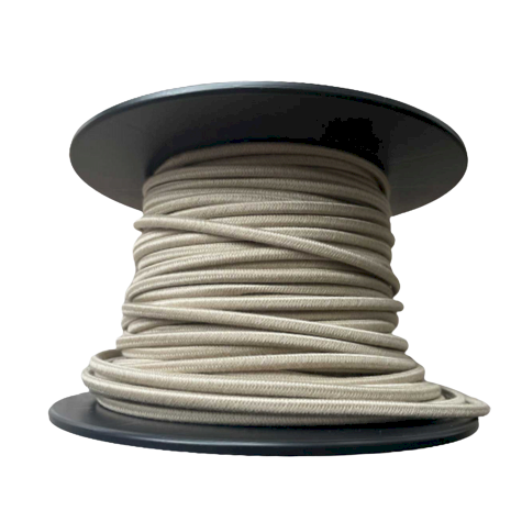 Cordon électrique tissu tressé couleur naturel - Vendu au mètre