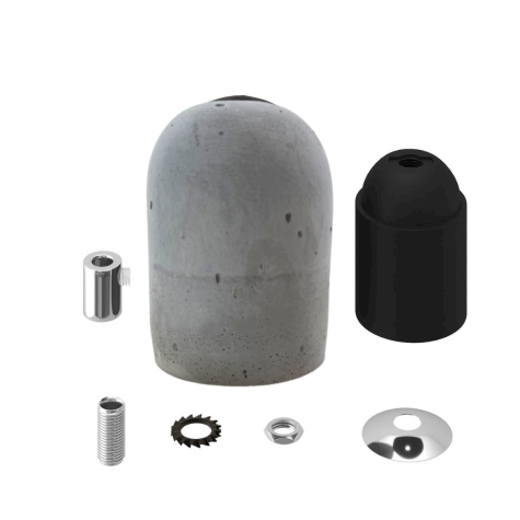 Accessoire pour abat-jour -  KIT Douille E27 - Béton - Gris (pour ampoule déco)
