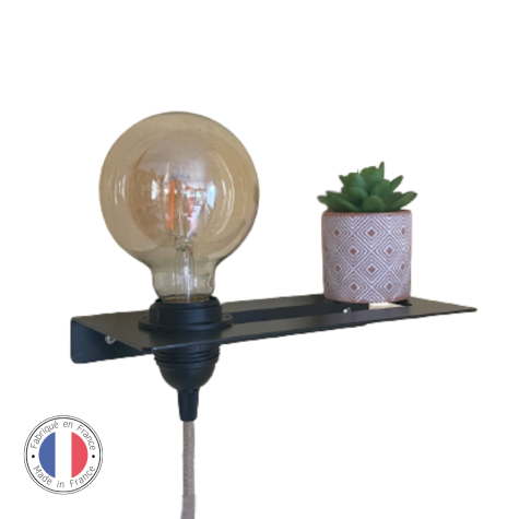 Accessoire pour abat-jour - Plaque de chevet murale à suspendre - Noir