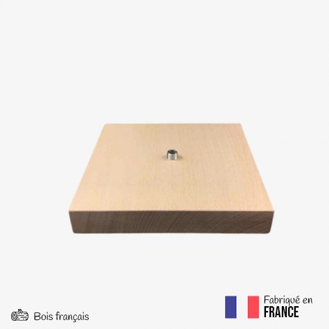 Accessoire pour abat-jour - Socle en bois carré "Milan" - Hêtre des Vosges - longueur 15 cm