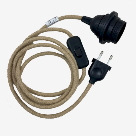 Baladeuse - Cordon électrique baladeuse avec INTERRUPTEUR et DOUILLE - Jute - longueur 1.80 M