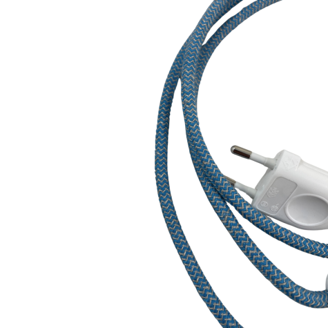 Cordon électrique avec interrupteur - bleu & gris - interrupteur blanc  - longueur 1.80 M