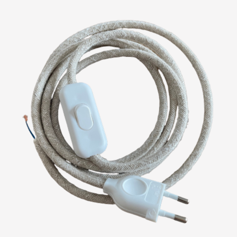 Cordon électrique avec interrupteur - lin  - interrupteur blanc - longueur 1.80 M