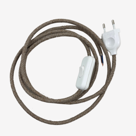 Cordon électrique avec interrupteur - marron naturel  - interrupteur blanc  - longueur 1.80 M