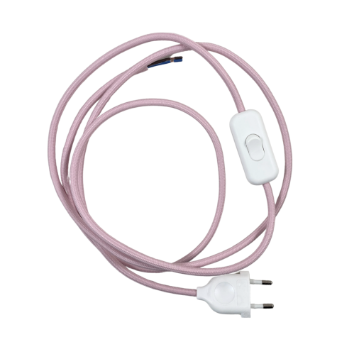 Cordon électrique avec interrupteur - Rose - interrupteur blanc  - longueur 1.80 M