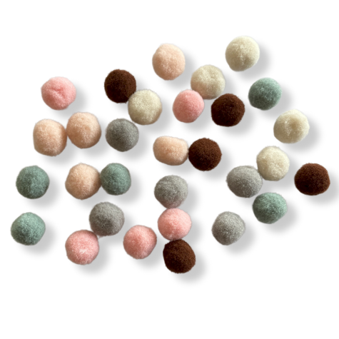 Loisirs créatif - pompons mélange let it snow - ⌀1.5 cm - 30 pièces