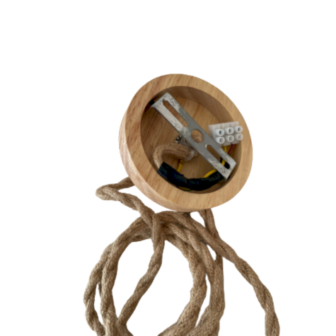 Cordon de suspension torsadé naturel,  noir et bois - 1.50 M