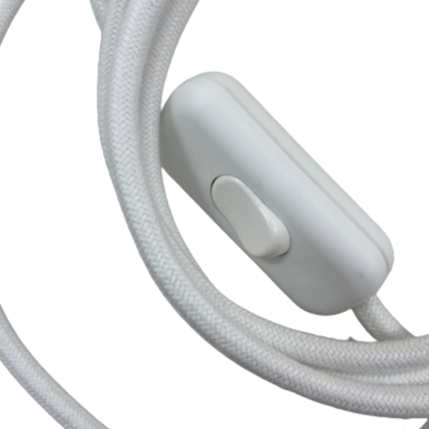 Cordon électrique avec interrupteur - effet soie blanc  - longueur 1.80 M