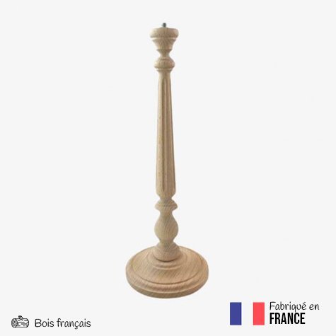 Accessoire pour abat-jour - Pied de lampe en bois "Cannelé genois" - Hêtre des Vosges - hauteur 33 cm