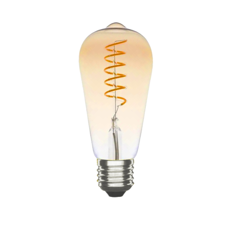 Ampoule LED ambré à Filament Spirale - forme poire -  Hauteur 14.5 cm - E27