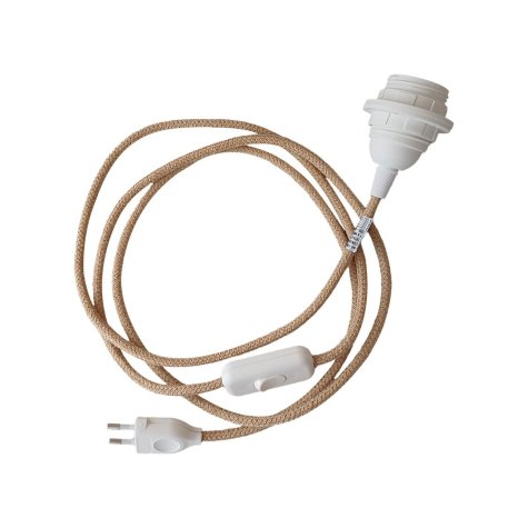 Cordon électrique baladeuse avec INTERRUPTEUR et DOUILLE BLANC - Jute - longueur 1.80 M
