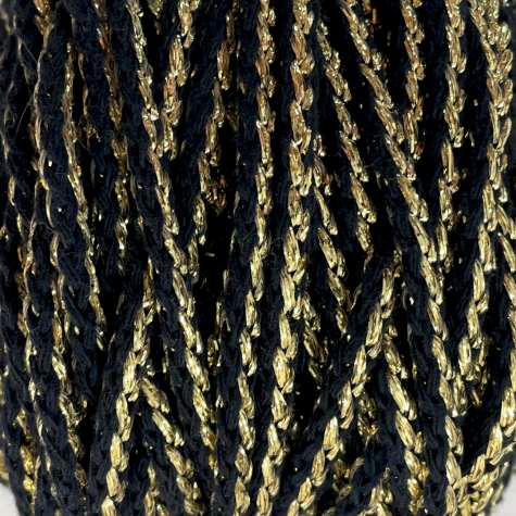 Habillage  - Coton tressé - 4 mm - Doré et noir / 50 M