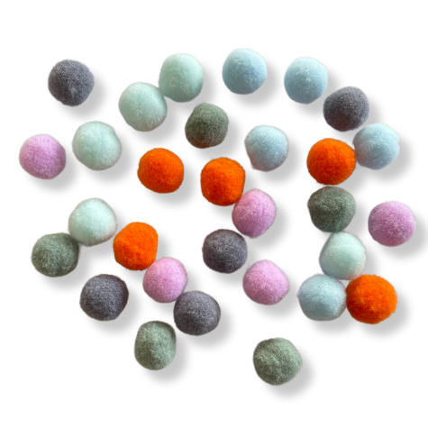 Loisirs créatif - pompons mélange Dino - ⌀1.5 cm - 30 pièces