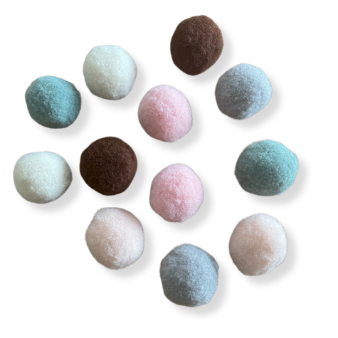 Loisirs créatif - pompons mélange let it snow - ⌀2.5 cm - 12 pièces