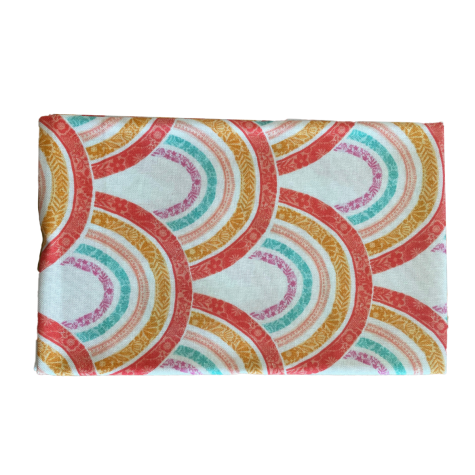 Mercerie - Tissu coupon 45 x 55 cm - arc-en-ciel - blanc