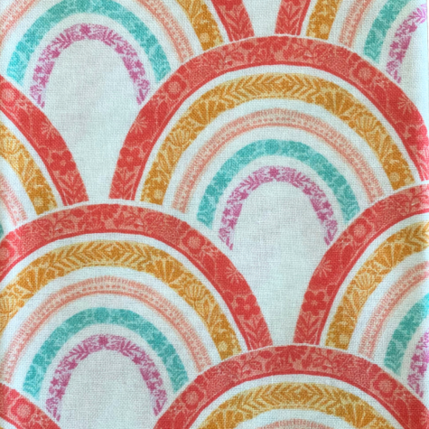 Mercerie - Tissu coupon 45 x 55 cm - arc-en-ciel - blanc