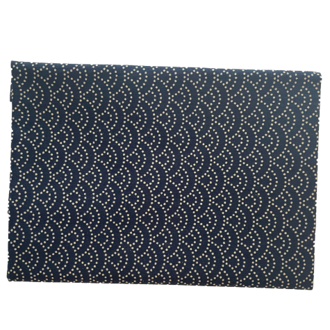 Mercerie - Tissu coupon 45 x 55 cm - Vague en point seigahia japonais - bleu marine